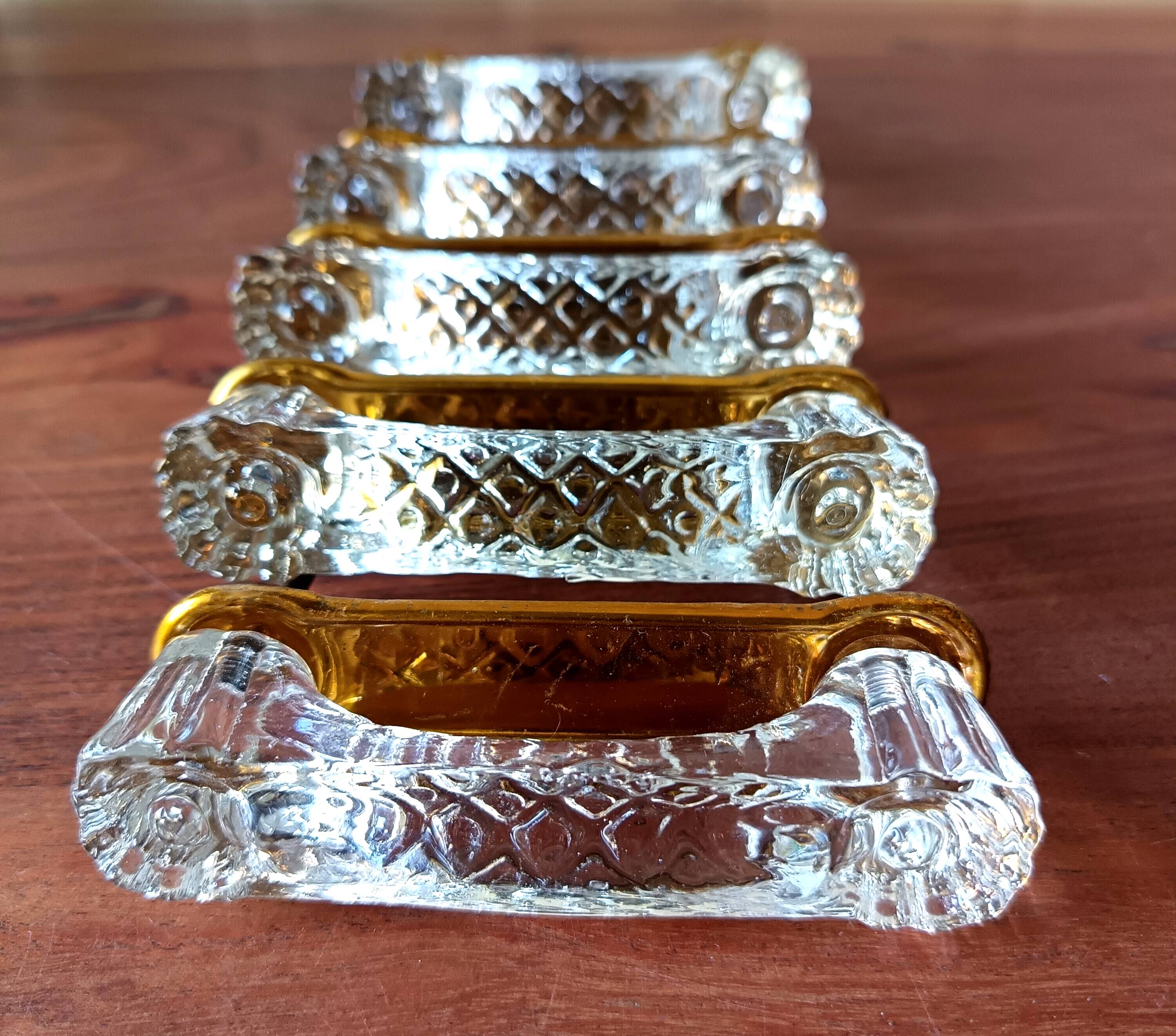 5 antique glass handles