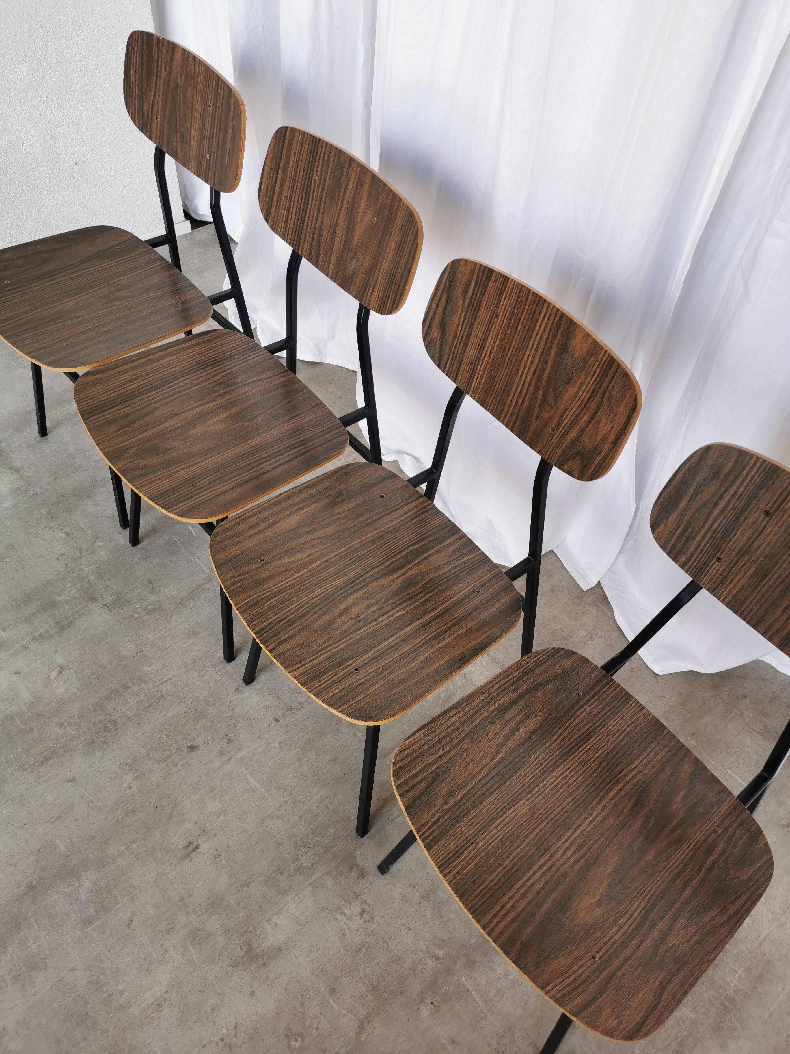 Vintage Industrial School Chairs - STOL Kamnik - 70s Yugoslavia - Set of 4