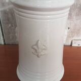 Old White Ceramic Vase Vintage Coat of Arms Decor #A697
