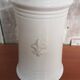 Old White Ceramic Vase Vintage Coat of Arms Decor #A697