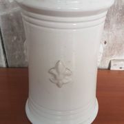 Old White Ceramic Vase Vintage Coat of Arms Decor #A697