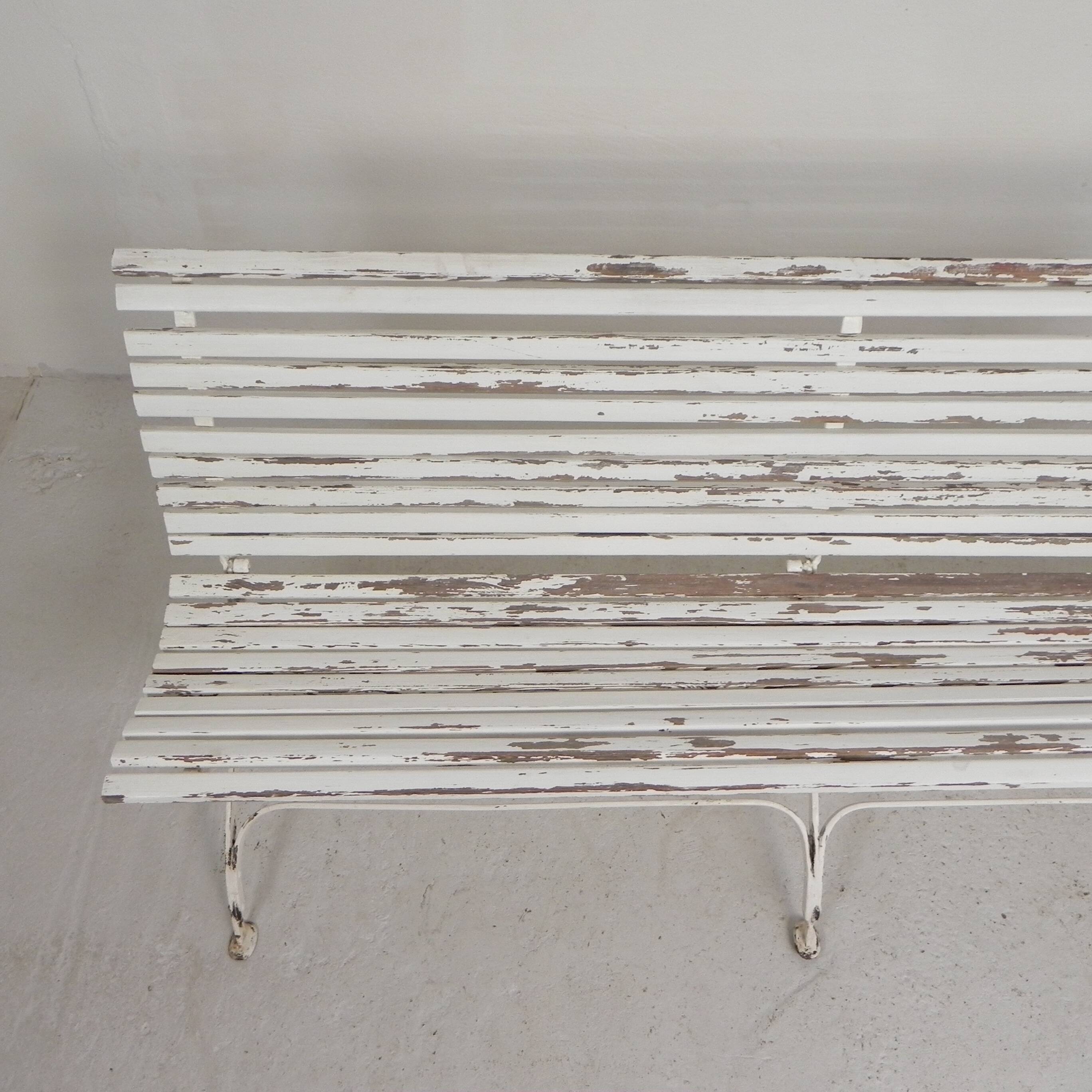 Garden bench, slatted bench, folding, 2 metres long, 1930s.