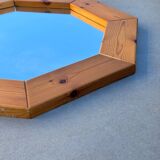 Octagonal pine mirror Scandinavian design from the 80s