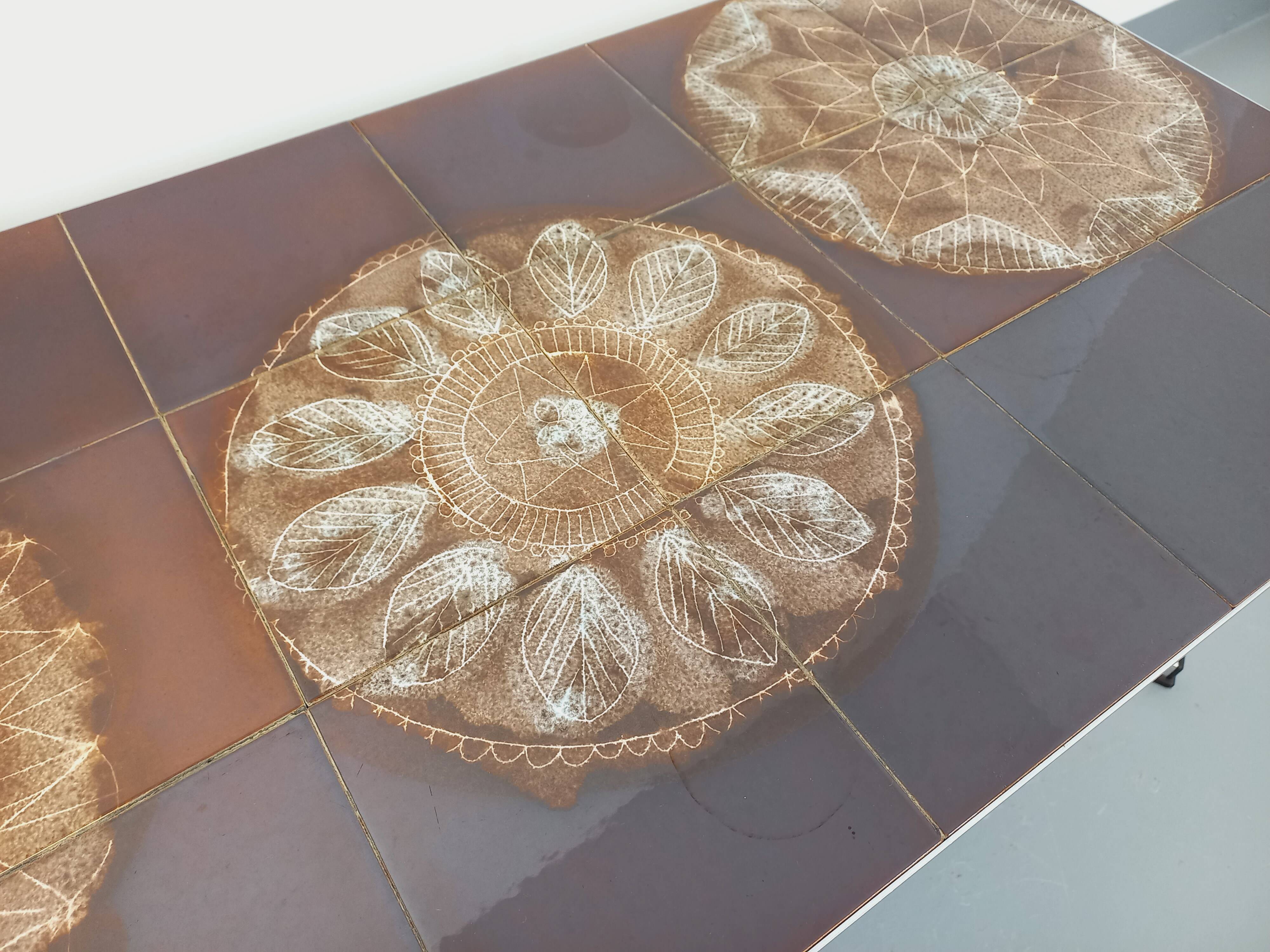 Vintage ceramic and chrome metal coffee table from the 70s