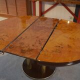 Designer table in elm burl veneer by Ramaioli Pesaro 1970s