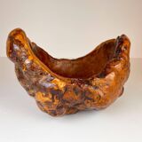 Exceptional large bowl in organic Swedish folk root, around 1960.