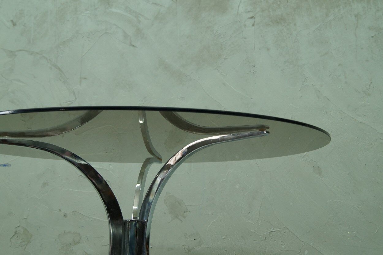 Italian modern chrome and glass coffee table, 1970