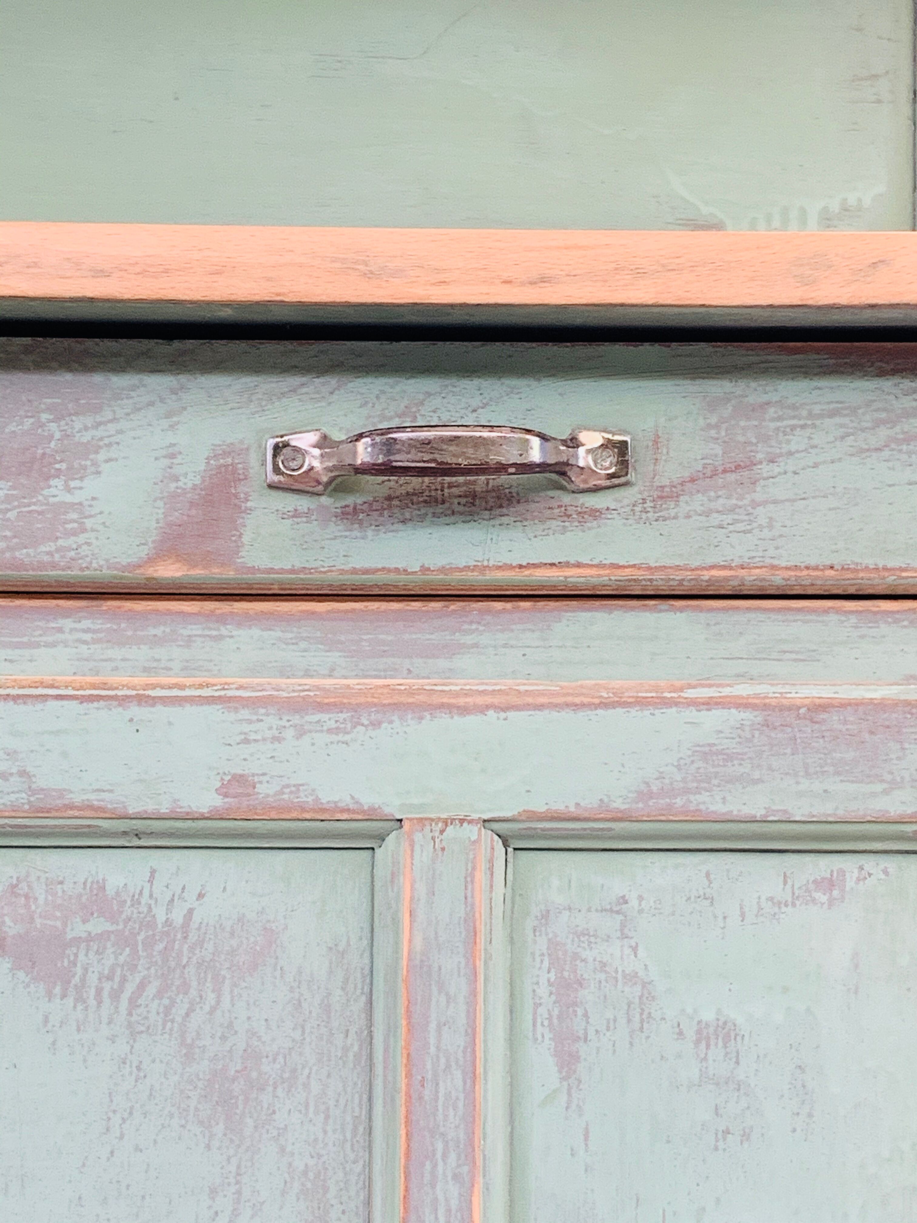Parisian buffet patine celadon green and bluish grey