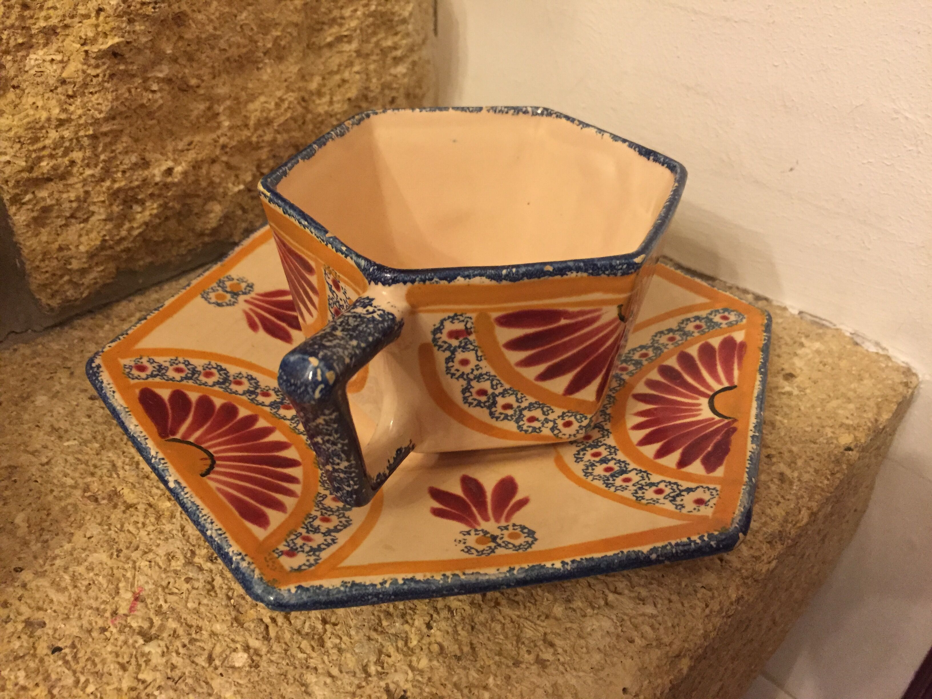 Cup and its vintage saucer Henriot Quimper