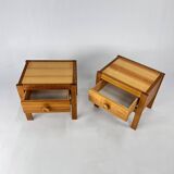 Set of 2 Pine Bed Side Tables, 1970s
