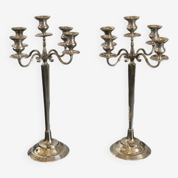 Pair of extra large floor metal candelabras