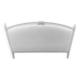 Tête de lit de style Gustavien en bois blanc capitonnée en lin