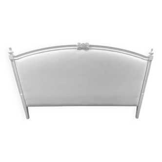 Tête de lit de style Gustavien en bois blanc capitonnée en lin