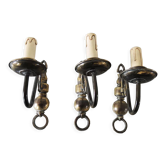 3 old dutch 1l brass sconces