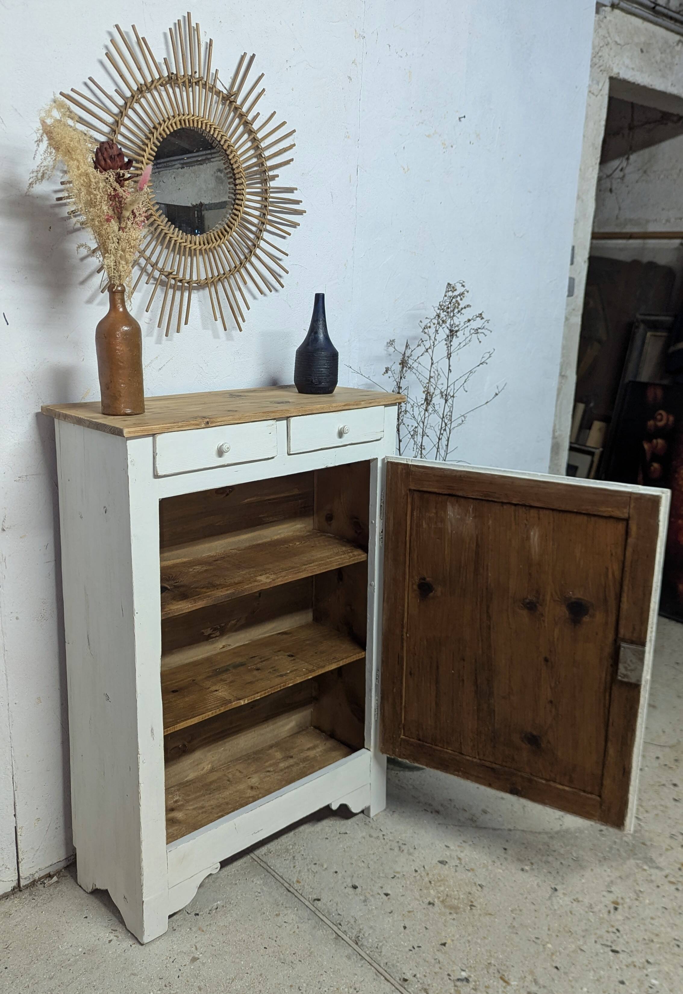 Old vintage Parisian pine patina buffet