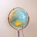 Illuminated geoscope globe on a chrome stand, Italy circa 1980