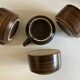 Set de 4 tasses déjeuner Salins décor bois 1970