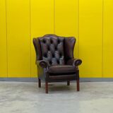 Traditional English Wingback Chesterfield Leather Armchair
