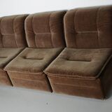 Vintage velvet brown / green modular sofa, 3-elements