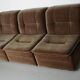 Canapé modulable vintage en velours marron/vert, 3 éléments