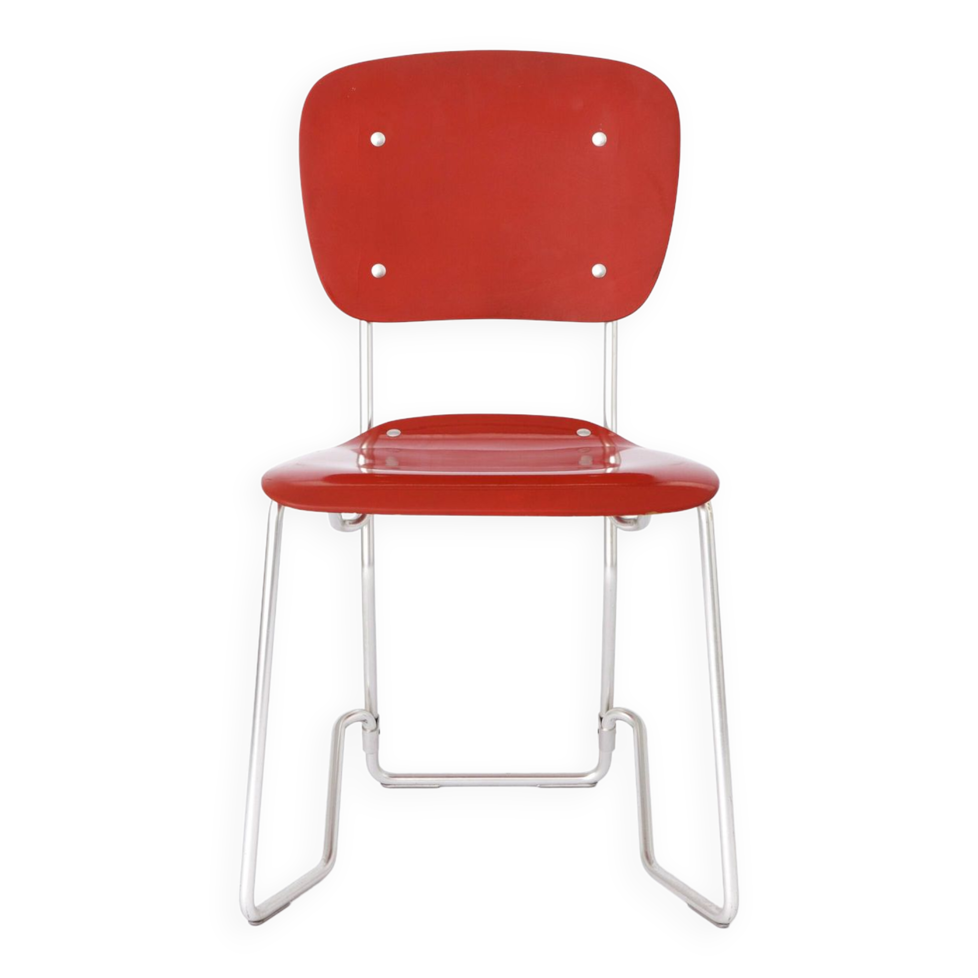 Ensemble de 4 chaises empilables d'Armin Wirth, modèle Aluflex, 1951 Allemagne