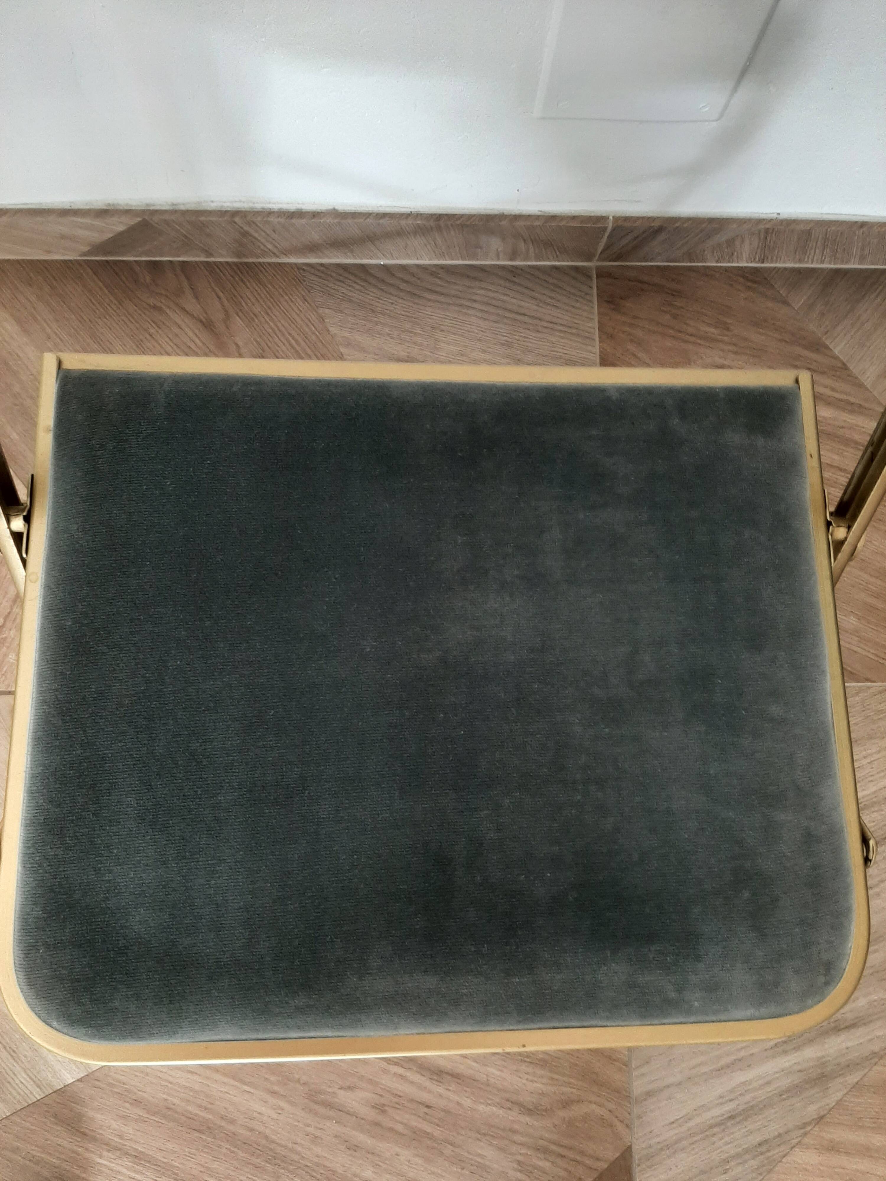 Lot de 4 chaises  pliantes - dossier et assise vert d'eau - structure métal doré -Chaisor