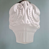 Art Deco suspension in frosted pressed moulded glass, 1920s-30s.