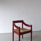 2 red Vico Magistretti “Carimate” style armchairs | Italy | 1970s