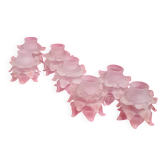 Set of rose-shaped tulips neck 5xh12 xl12 blown glass