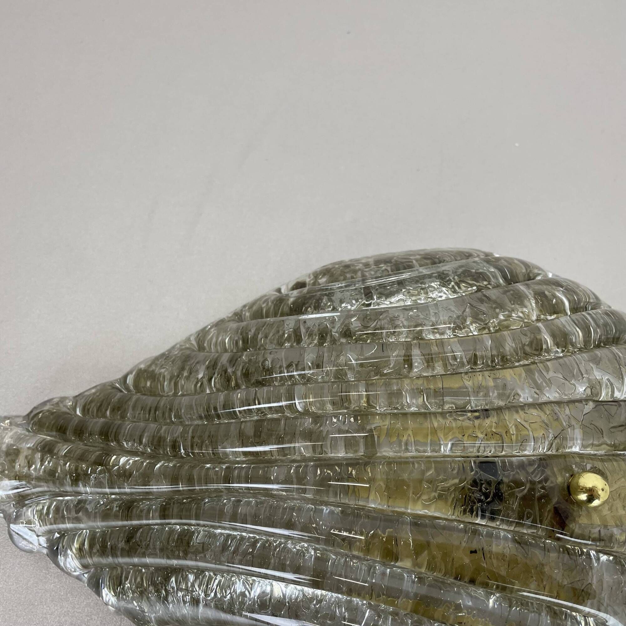 Vintage Murano gold Ice Glass Metal Wall Light by Kaiser Leuchten, Germany 1970s