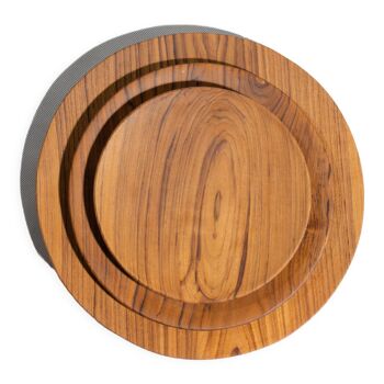 Set of 4 flat monoxyl teak trays