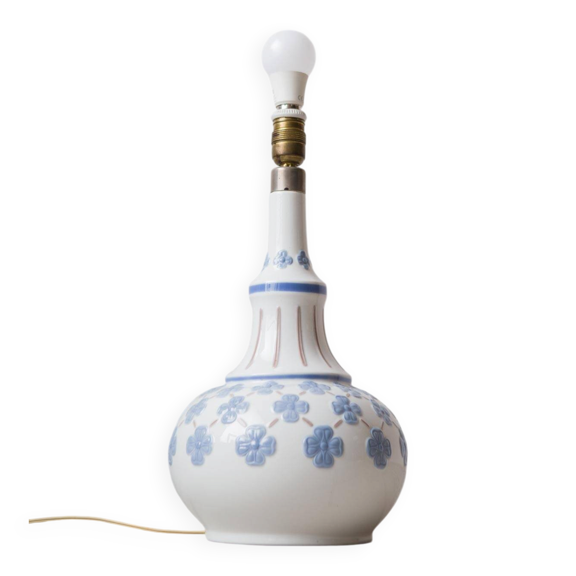 Lladró porcelain table lamp with flowers circa 1960 (44 cm)