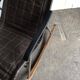 Mid-Century Japanese rocking chair in black leather, metal, and wood by Takeshi Nii (1950s)
