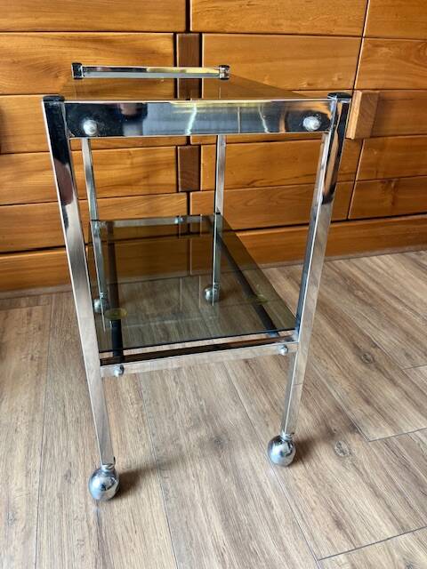 Chrome and glass serving trolley