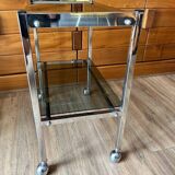 Chrome and glass serving trolley