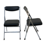Paire de chaises pliantes en chrome et cuir italiens