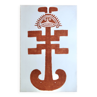 Original Pre-Columbian print, Aztecs Colombia folk 60s