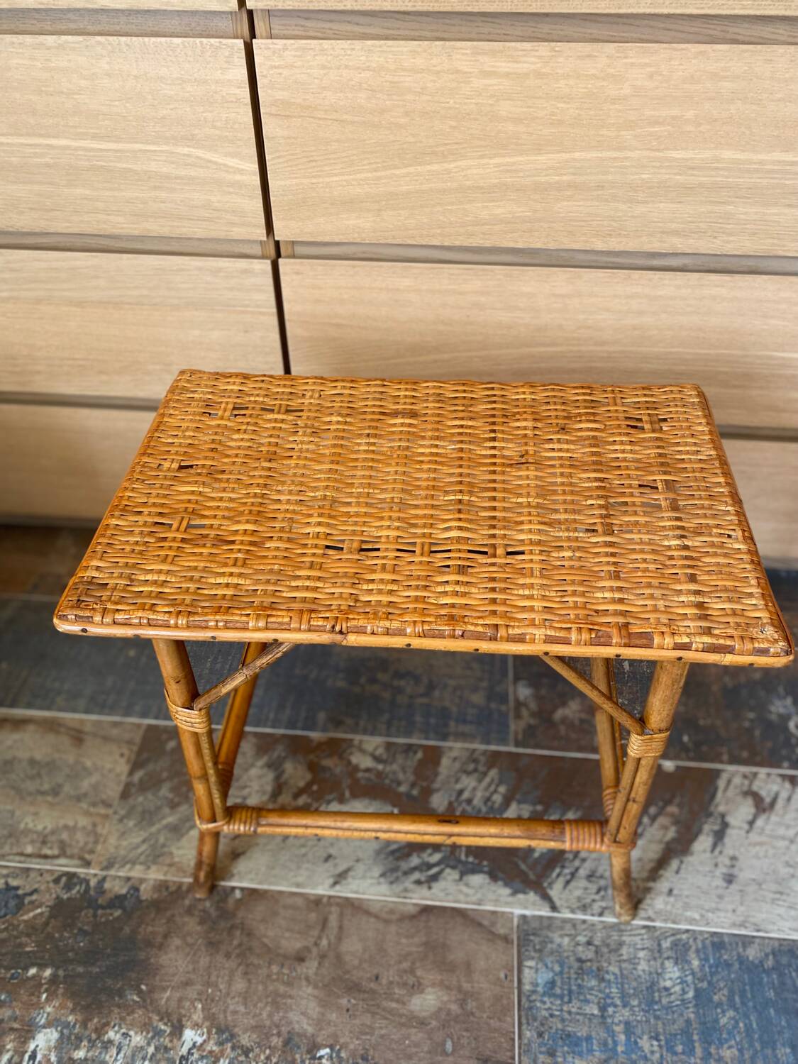 Small vintage rattan table