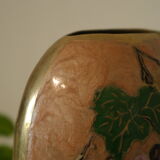 Vase en laiton polychrome émaillé vintage