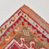 2x13 Soft Orange & Fuchsia Pattern Rug, Vintage Ousahk Runner Rug,90x381 Cm