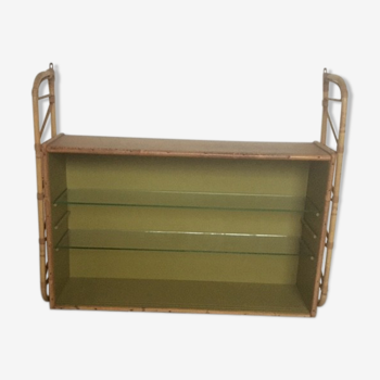 Wall shelf wood and rattan