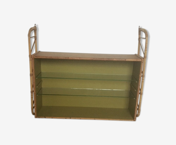 Wall shelf wood and rattan