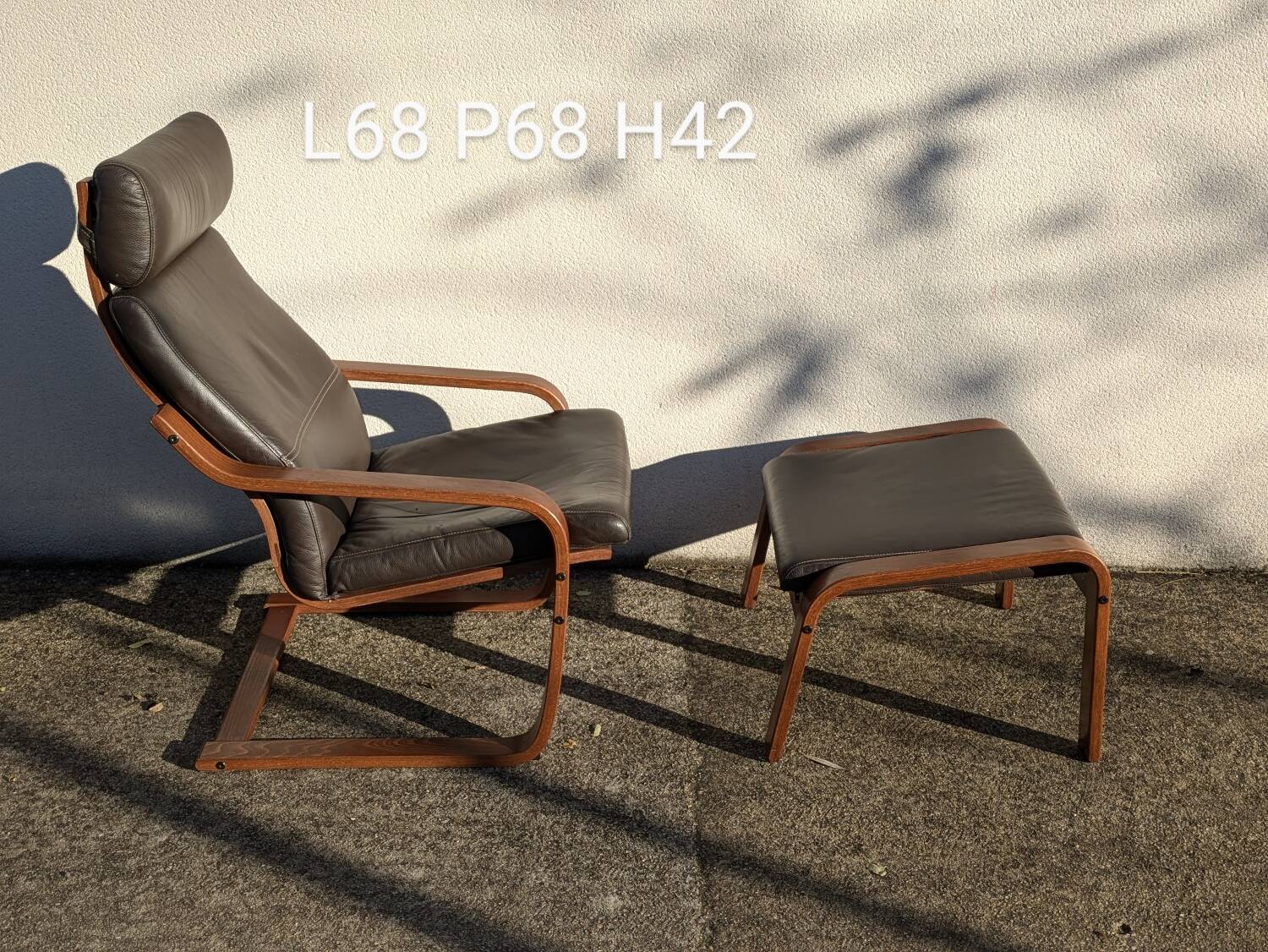 Ikea Vintage "Poang" Leather Relaxation Lounge Chair Brown