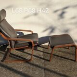 Ikea Vintage "Poang" Leather Relaxation Lounge Chair Brown