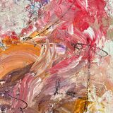 Felix Bachmann, Abstract Composition in Red and White, 2024, Mixed Media