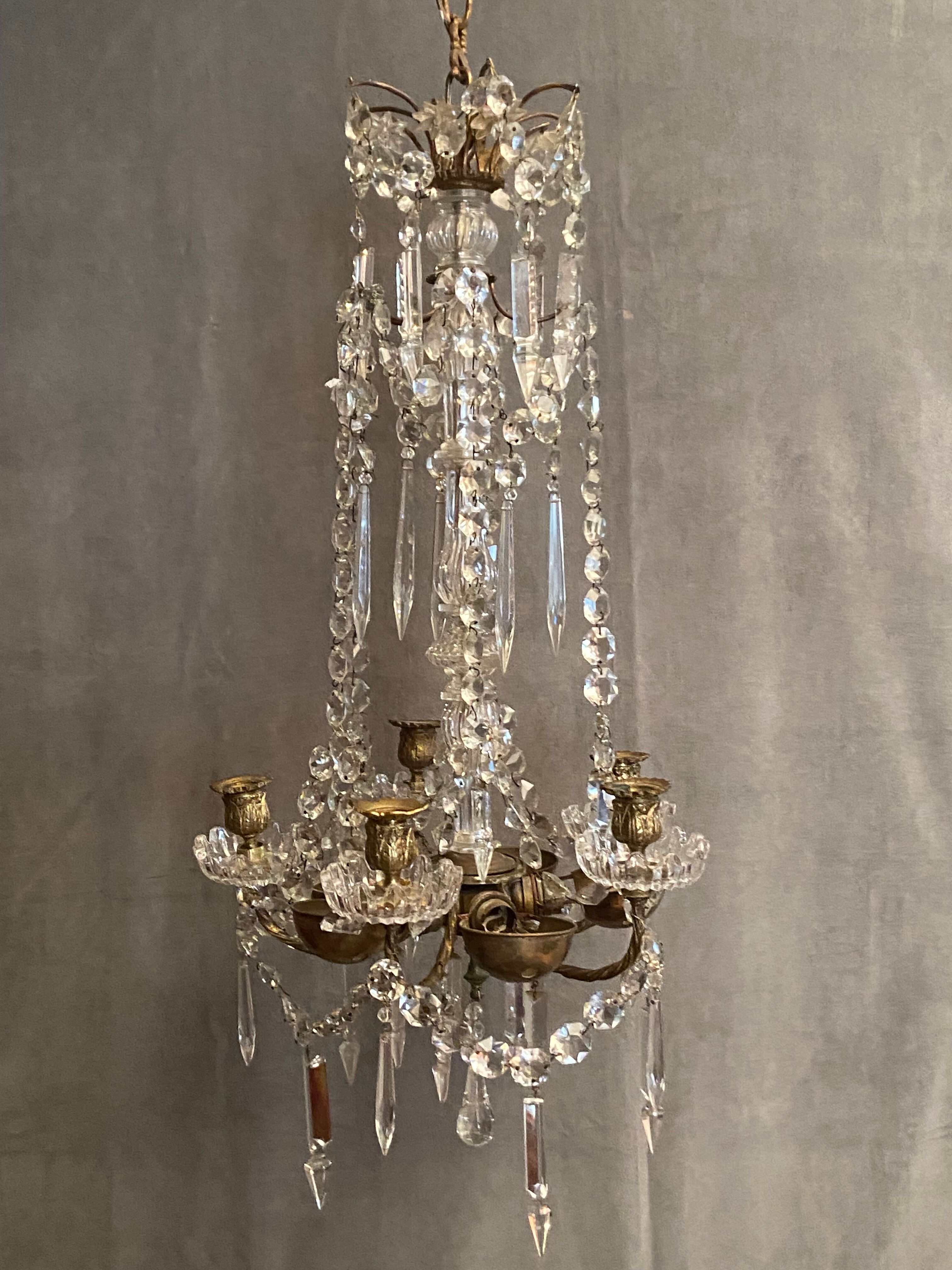 Crystal tassel chandelier signed Baccarat
