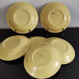 Lots de 6 anciennes assiettes creuses Longchamp France jaune soleil