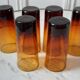 Set of 6 amber glasses with thick bottom 60s-70s