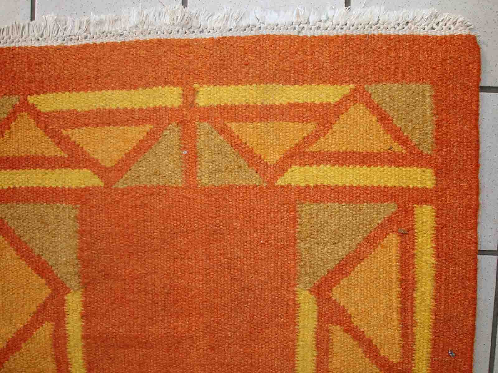 Vintage Persian gabbeh handmade carpet 71cm x 138cm 1970s, 1C470