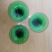3 twisted green stemmed glasses for Alsace wine, 20 cl